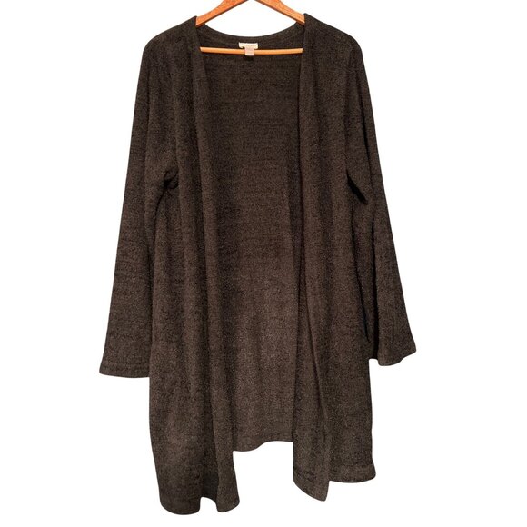 Ambrielle Sleepwear Open Front Black Long Cardigan Large - Picture 1 of 4